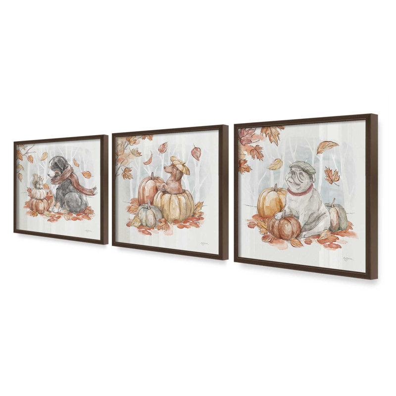 Ensemble de 3 reproductions de citrouilles, Brun Belvinder, 12 po x 12 po