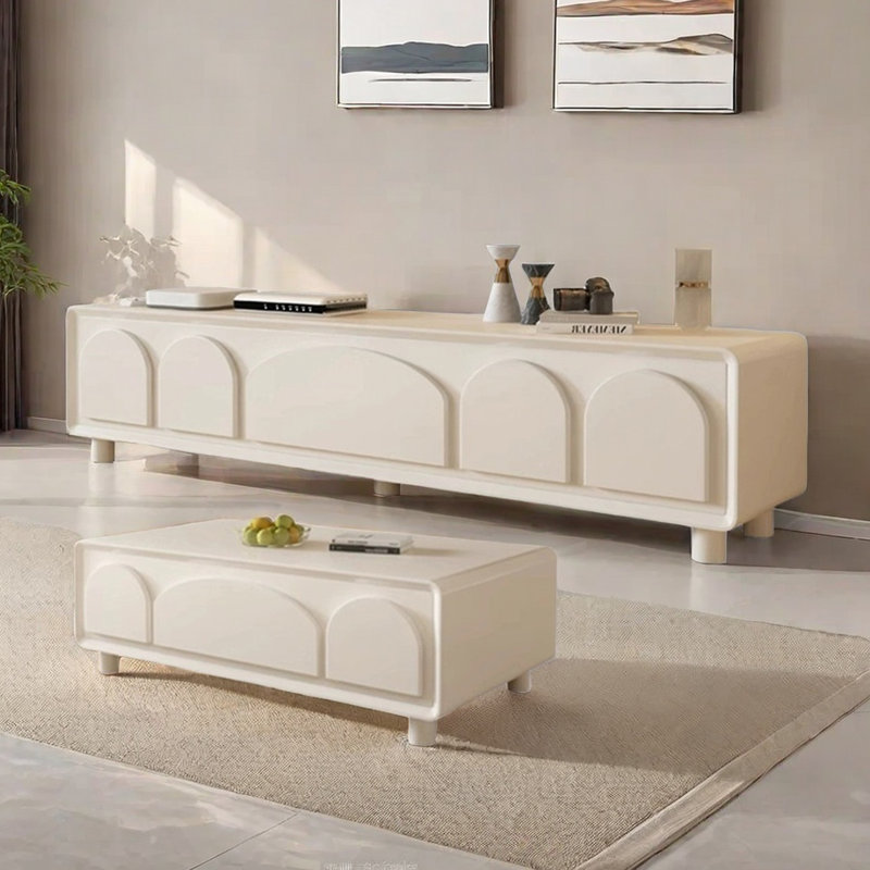 Meuble télé et table basse moderne et simple, Crème, crème