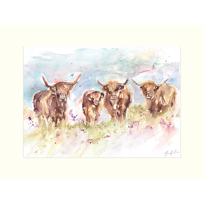 Highland Herd by Jennifer Rose - No Frame Painting