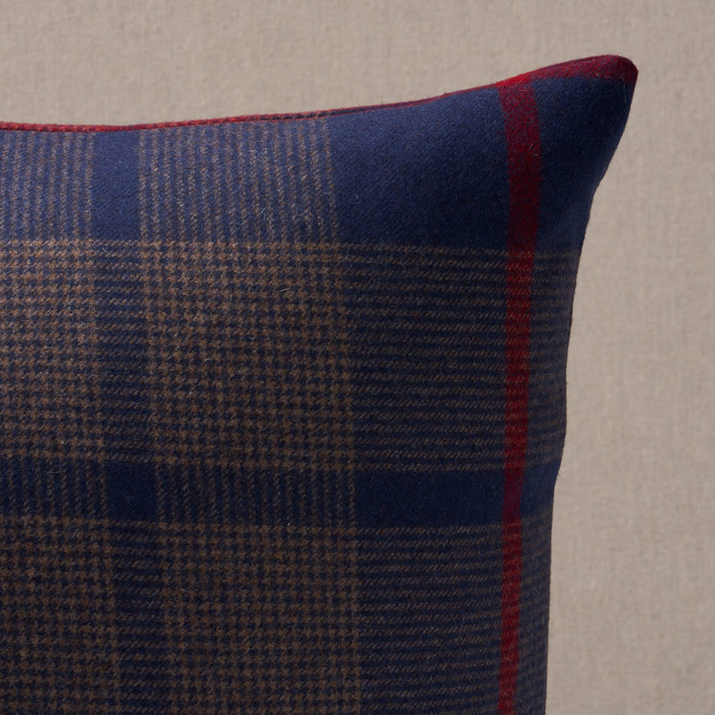 Montana Wool Plaid Pillow, Blue Geometric