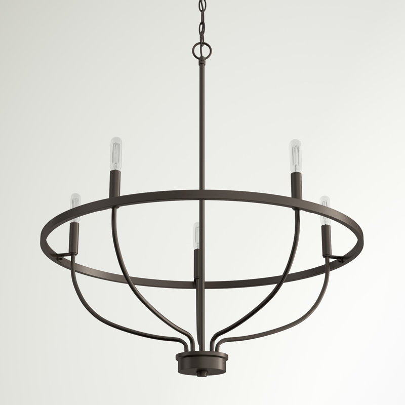 Babson Dimmable Wagon Wheel Chandelier, Bronze, 5, 33" H x 29" W x 29" D