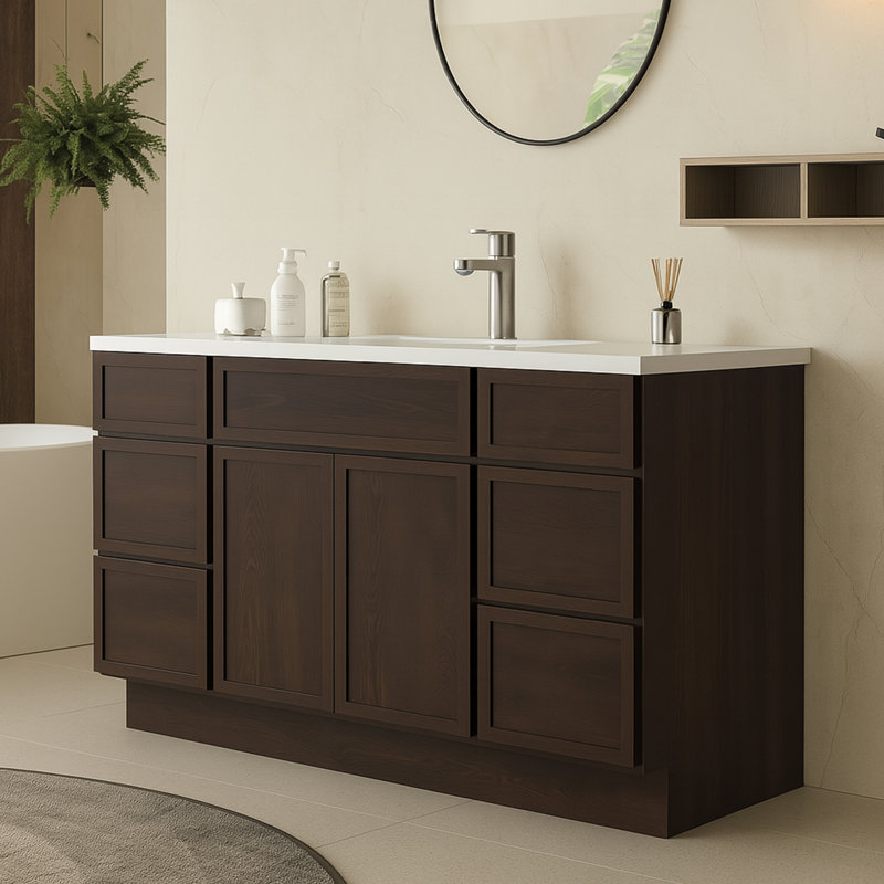 63'' Single Bathroom Vanity Base Only, Brown