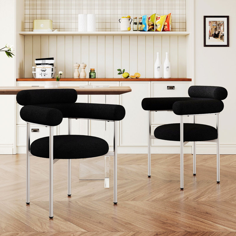 Ensemble de 2 chaises rembourrées avec pieds en métal, Noir