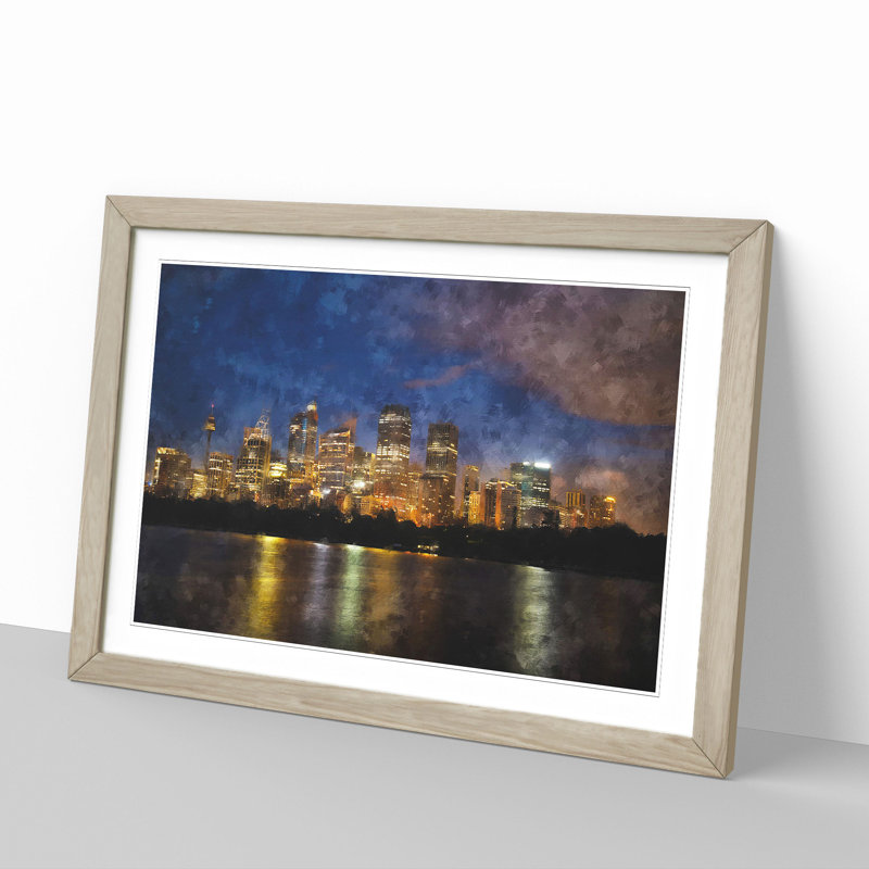 Sydney Skyline Vol.2 - Picture Frame Painting, Oak Framed, 27cm H x 36cm W x 2cm D