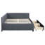 Lit de jour double en tissu de lin et 2 compartiments de rangement, gris. Structure de lit sans sommier tapissier pour un espace de sommeil confortable Revêtement gris. Robuste votre confort-965909923