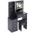 37" Middle Size Left Bedside Cabinet Vanity Table + Cushioned Stool Dresser Set, 2 AC+2 USB Socket, Hair Dryer Stand, Large Touch Control LED Sliding Mirror, 3-Color Switch, EPA, GCC, UL Certificate-1271757664