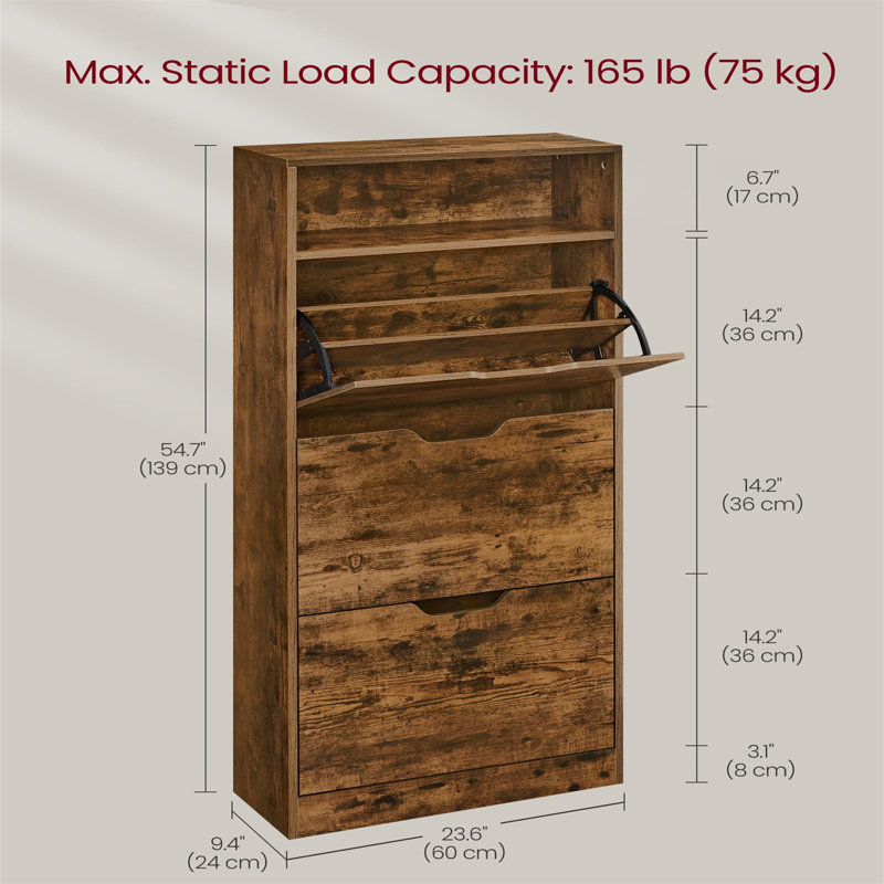 18 Pair Shoe Storage Cabinet, Brown