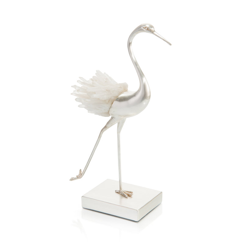 Quartz Egret Running Figurine