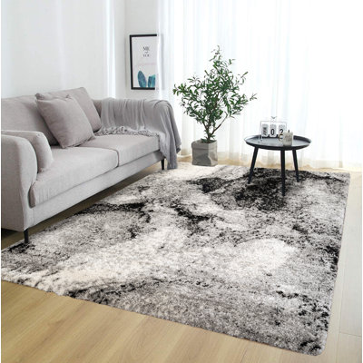 Shag Adrian Grey/Black Rug