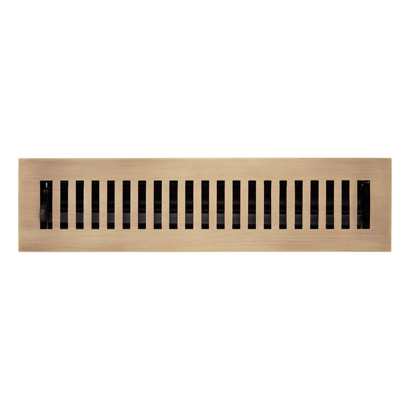 Brass Floor or Wall Register, Antique Brass, 3" H x 3.5" W 11.31" L