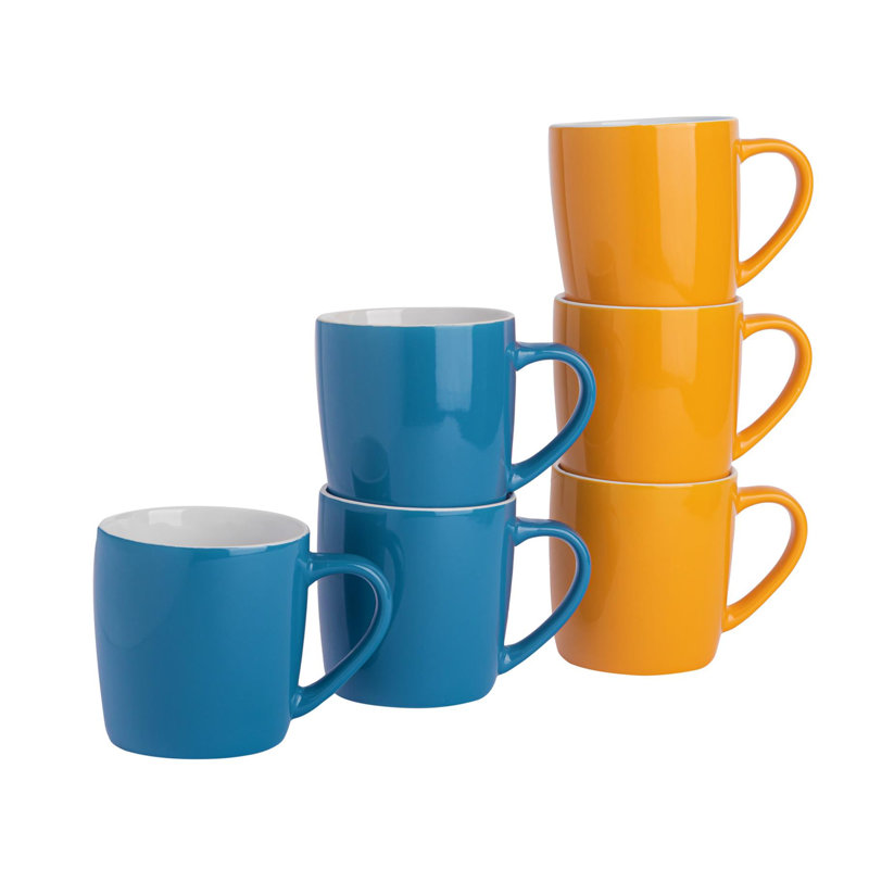 Argon Tableware - Mixed Coloured Coffee Mugs, Blue/Yellow