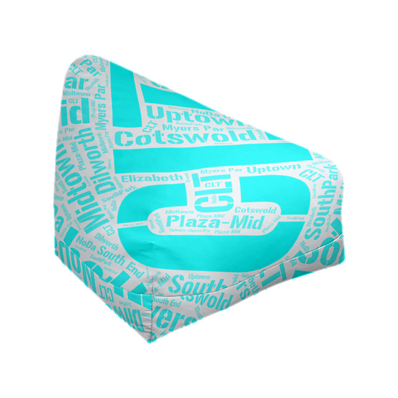 Classic Bean Bag, 30" H x 27" W x 25" D, Cyan Polyester Blend, Charlotte