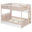 Full Size Castle Style Bunk Bed with 2 Drawers,Shelf,and LED,White
