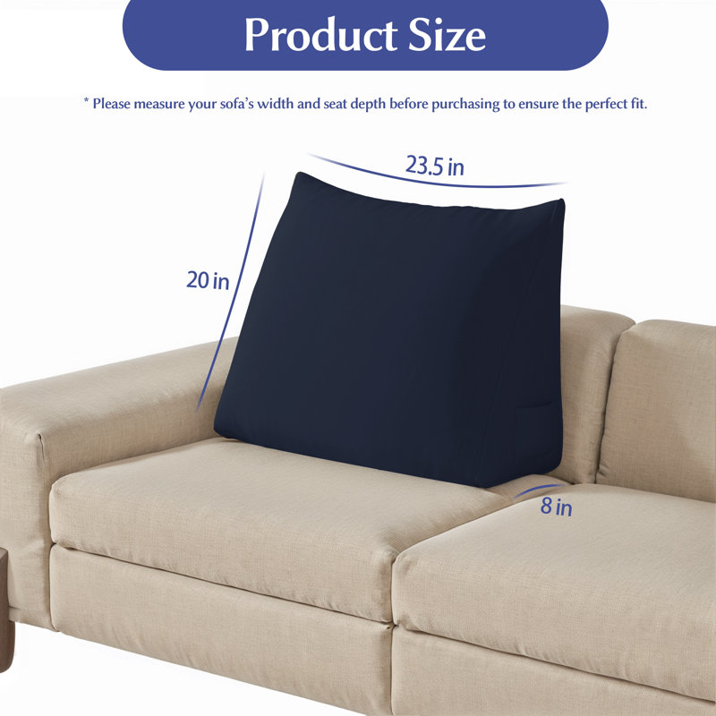 Sofa Back Support Wedge Pillow Decorative Bed Throw Pillow, Blue
