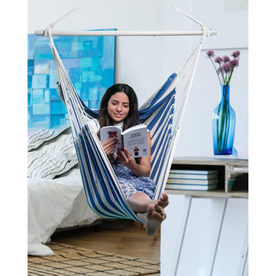 Large Hanging Chair Swing – Indoor & Outdoor, Anti-Slip Steel Spreader Bar, Includes 2 Cushions, Max 500 Lbs, Ideal For Bedroom, Patio, Porch, Backyard