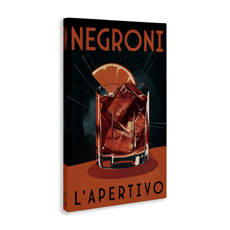 Toile rétro Negroni de style Mid-Century par Andreas Magnusson, H 36 po x l 24 po