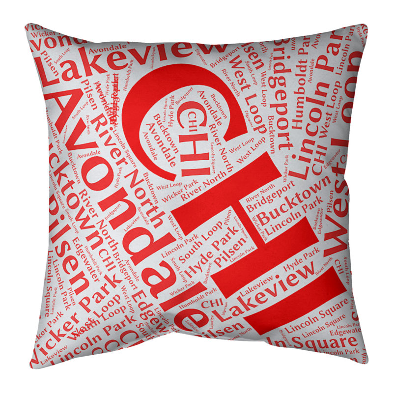 Housse de coussin en cuir Illinois Dist Quartiers, 18 po x 18 po, Rouge