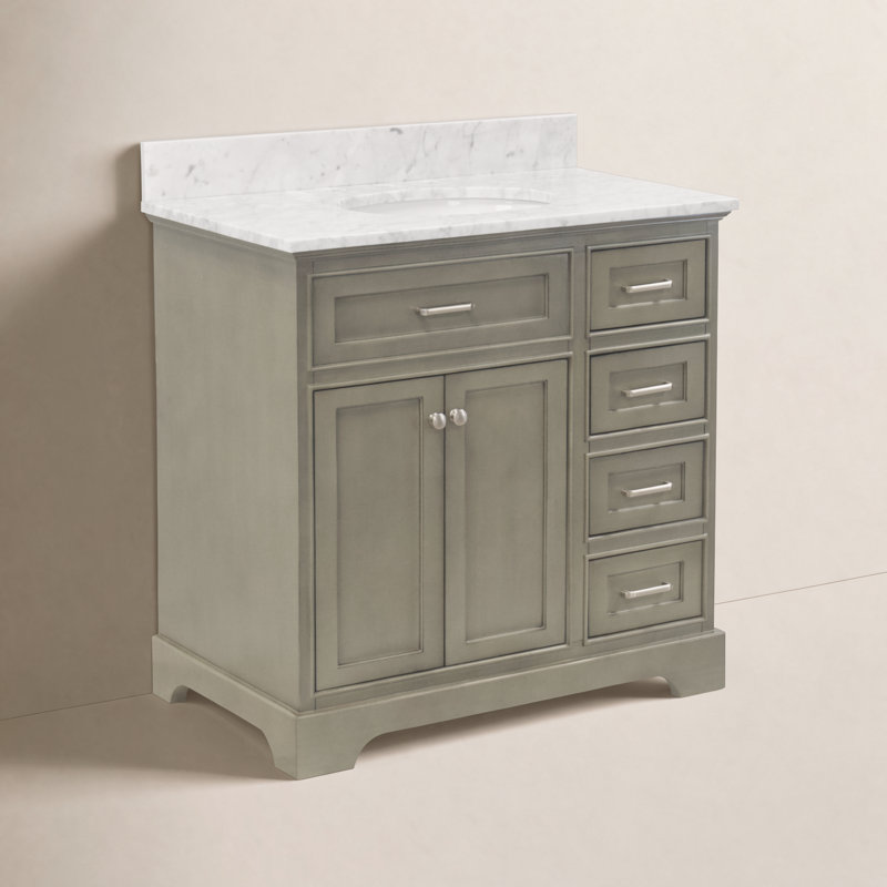 Ensemble de meuble-lavabo simple 36 po Ronnie, Marbre de Carrare, Gris patiné
