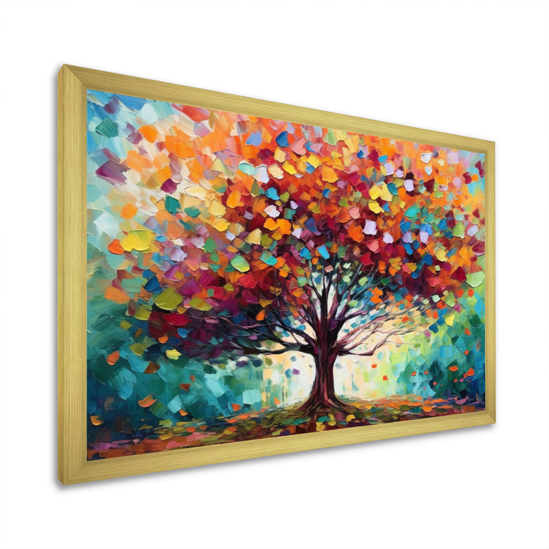 Art mural corail à la ferme I - Arbres, H 12 po x l 20 po, Cadre photo unique, Doré