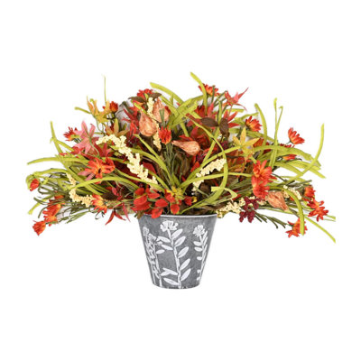 24" Artificial Fall Autumn Floral Arrangement For Vase Filler, Blossoms Cluster Maple Berry Table Decoration Wedding Party Home Decor