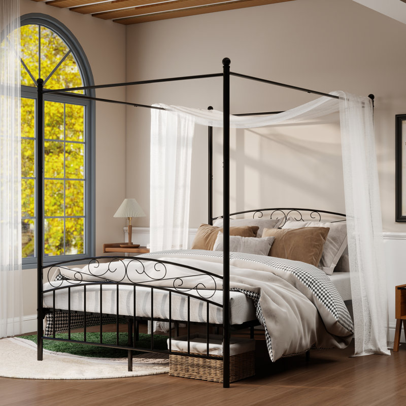 Jasalyn Metal Canopy Bed, Black, Queen