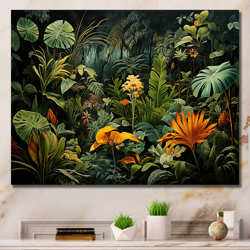 Sounds of the Jungle I - Jungle, art mural encadré, Toile tendue, H 34 po x l 44 po x P 1,5 po