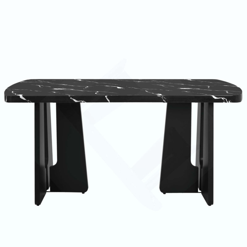 Table de salle à manger en faux marbre Modern Modern, Noir