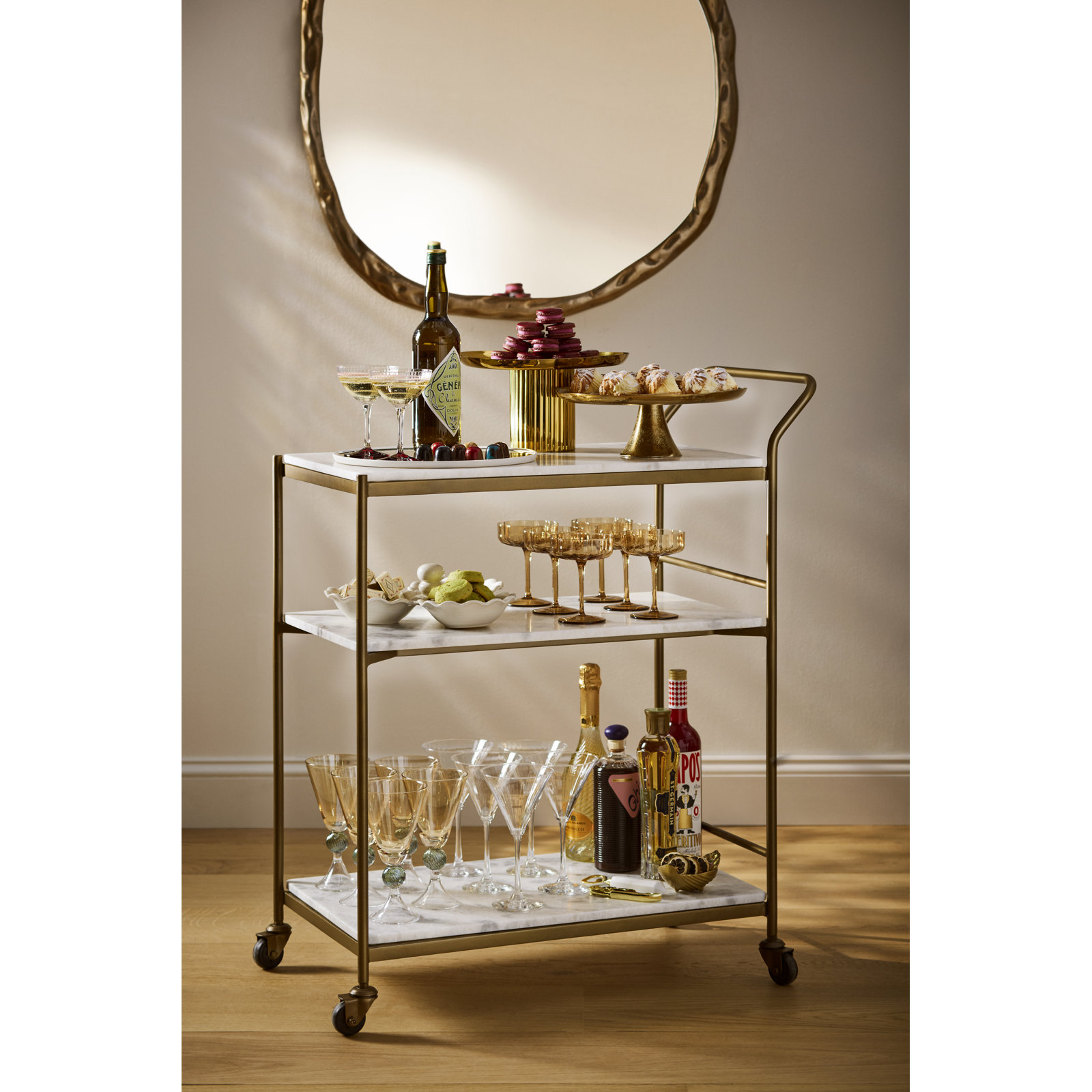 Latis Polished Stainless Steel Footed Cake Stand, Nickel