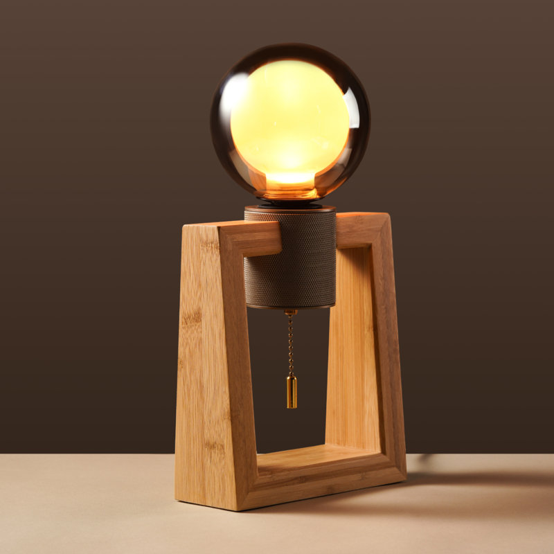 Solid Wood Table Lamp, Small Nightstand Lamp, Desk Lamp, 1 G125 Bulb (1800K Soft White) Included, Ideal for Living Rooms, Bedrooms & Bedside Tables - Plug - in