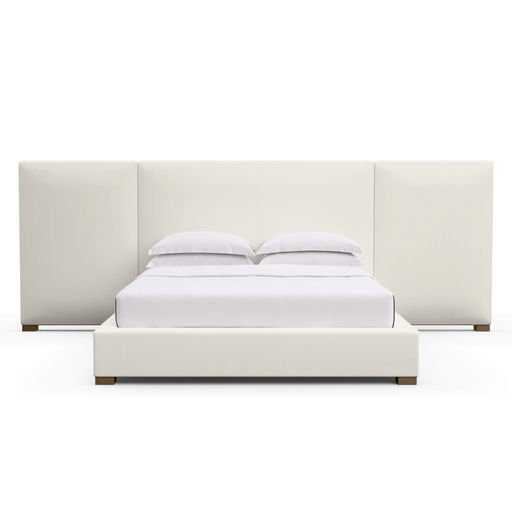 Upholstered Bed, Box Weave Linen Black Jack, Weathered, Twin