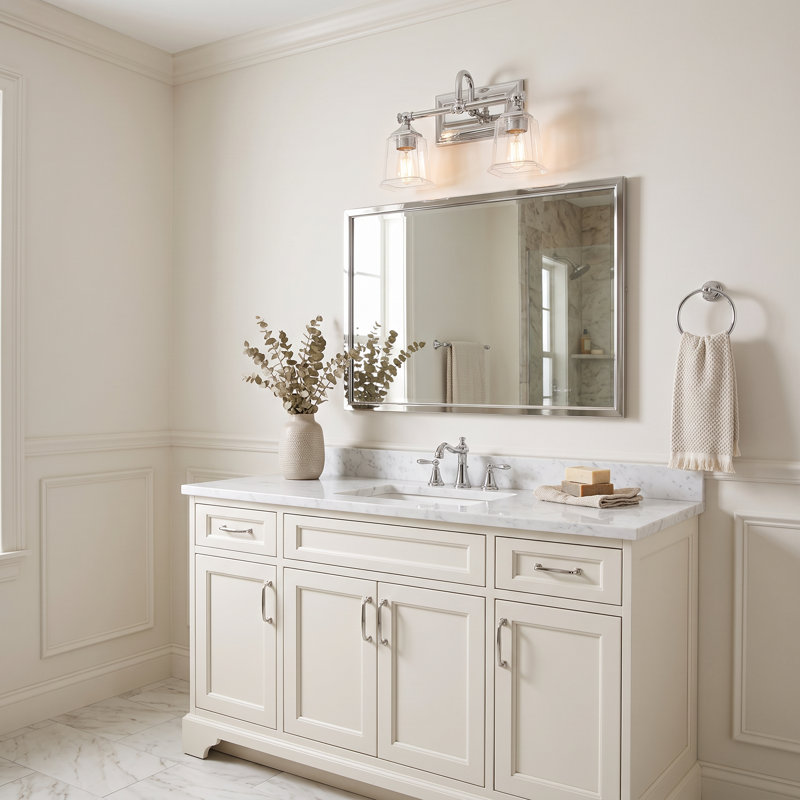 Nicholas 2-Light Polished Chrome Vanity Light, Polished Chrome