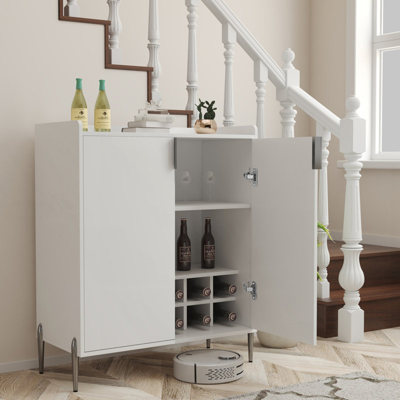 Armoire à vin 2 portes avec porte-bouteilles et tablette réglable