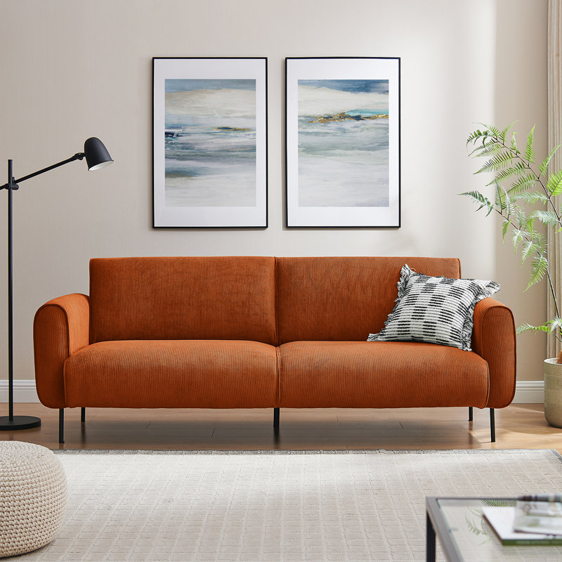 213.2Cm Round Arms Sofa, Curry