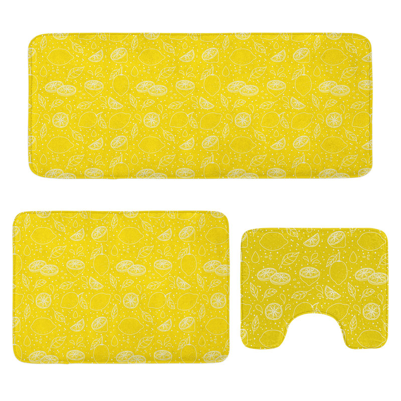 Ensemble de tapis de salle de bain jaune 3 pièces en U et tapis rectangulaires moutarde