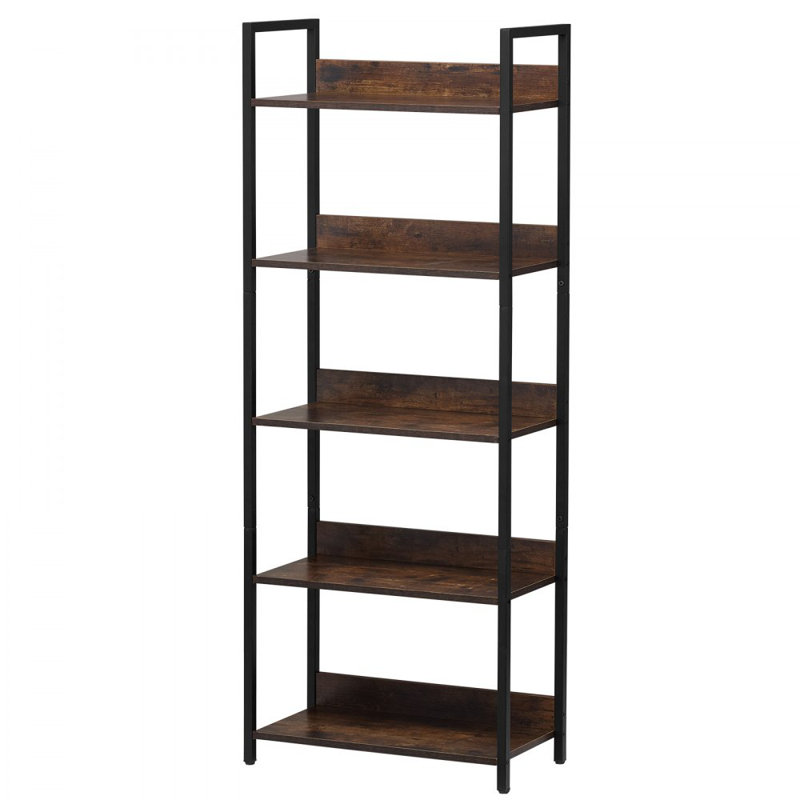 Metal Bookshelf, 5-Tier Tall Industrial Bookshelf, Rustic Display Vintage Storage Bookcase with Open Shelves, Freestanding Display Shelving Unit Storage Rack, for Living Room, Bedroom & Office