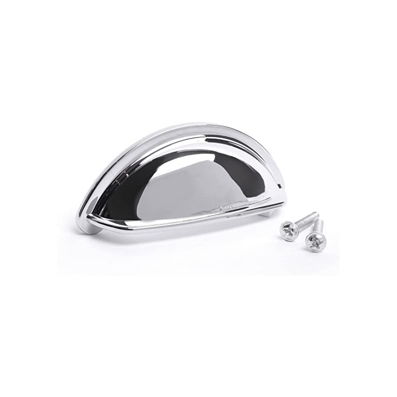 Kitchen Cabinet Door Drawer Cupboard Ariel Cup Handle (Pack Of 10, Pewter), Chrome