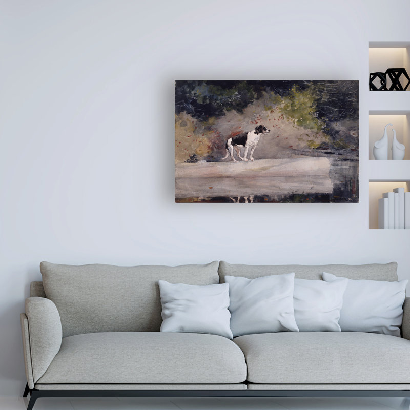 « dog on a log » par winslow homer, impression sur toile tendue, H 22 po x l 32 po x P 2 po