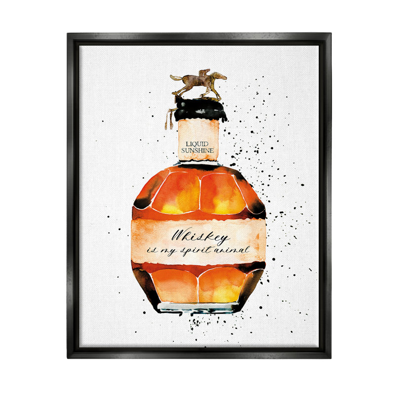 Whiskey Is My Spirit Animal Quote, H 21 po x l 17 po x P 1,7 po, Cadre flottant noir de jais