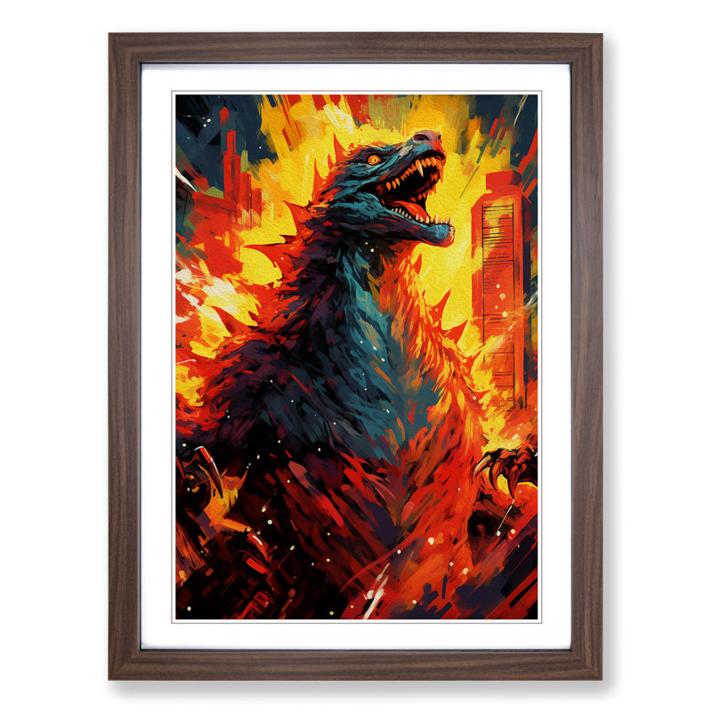 Godzilla Expressionism Art - Framed Print