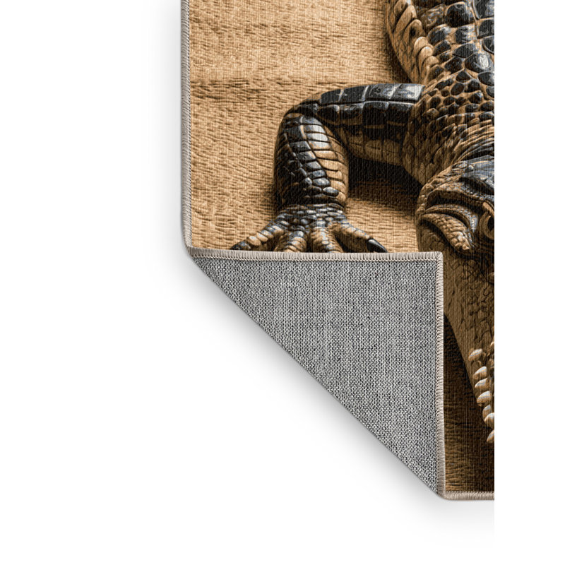 Washable Nile Crocodile Wildlife Area Rug, Rectangle 5' x 8'
