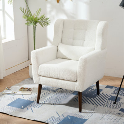 Fauteuil de chambre à coucher blanc Bilski - Design ergonomique et fabrication en bois