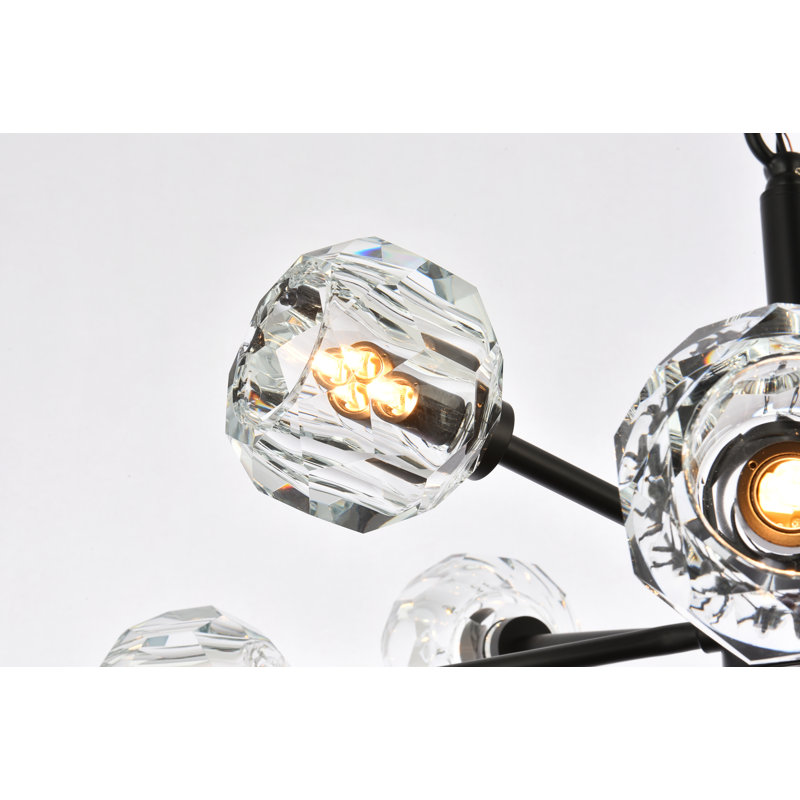 Luminaire suspendu sphérique spoutnik 8 lumières Boise, Noir