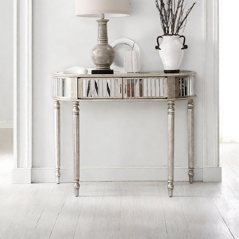 American-style curved console table