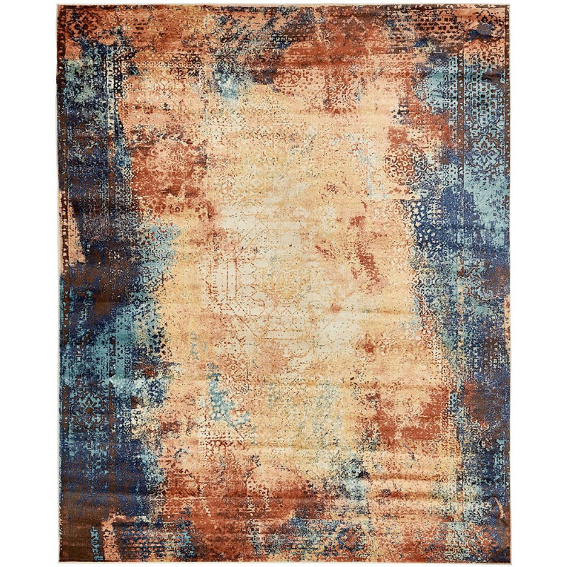 Brantlie Abstract Multicolor Area Rug, Rectangle 8' x 10'
