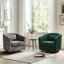 Fauteuil pivotant confortable en tissu chenille et base en bois massif confortable pour le salon