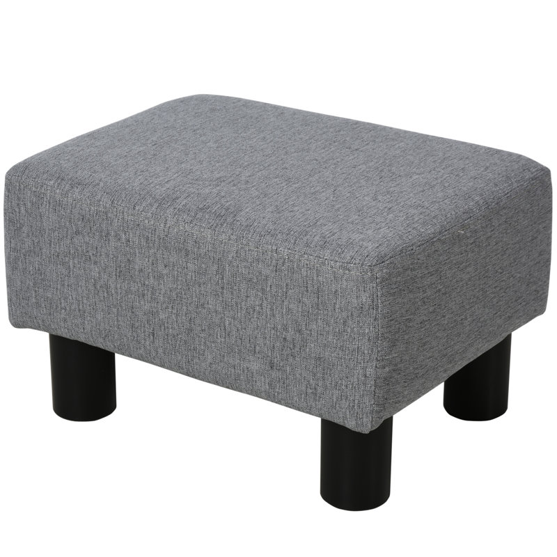 Living Room Foot Rest, Gray With Linen Upholstery And Tough Plastic Legs For Comfort Stool Cover