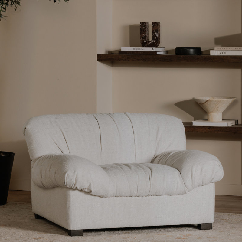 Chaise longue en cuir Tuomo Caress, Mélange de polyester beige