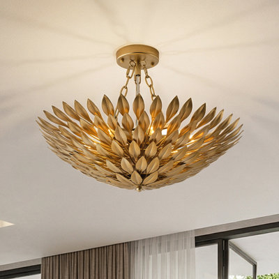 Lustre convertible 22 "à feuilles d'olivier 22 lumières Vintage