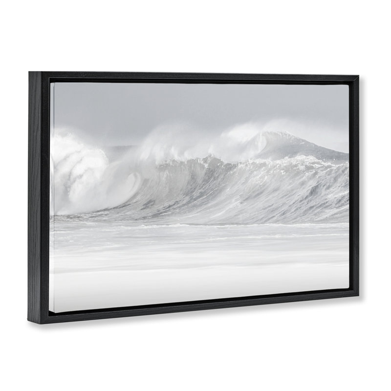 Cadre flottant Cresting Beach Wave, design par Maggie Olsen, H 17 po x l 25 po, Cadre flottant noir de jais