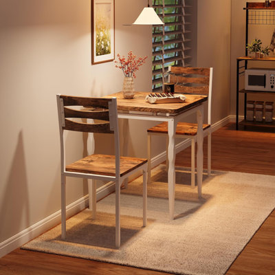 Ensemble de table de salle à manger 3 pièces pour 2 personnes, table compacte et chaises pour appartement de cuisine
